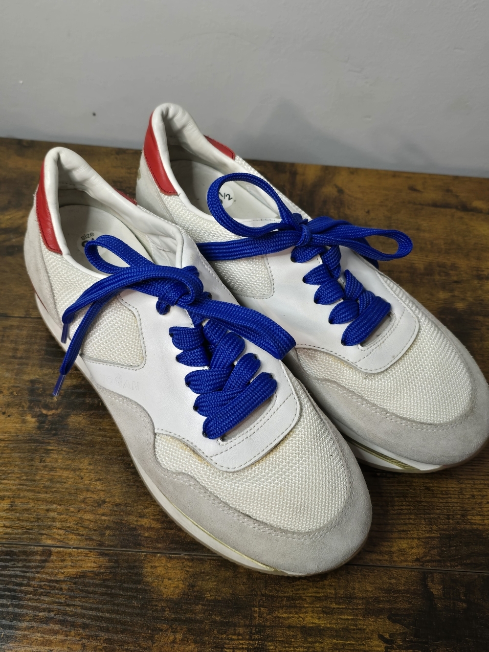 Hogan Women's Athletic Sneakers - "LOVE" Heart Detail - White/Grey/Red Size 8.5